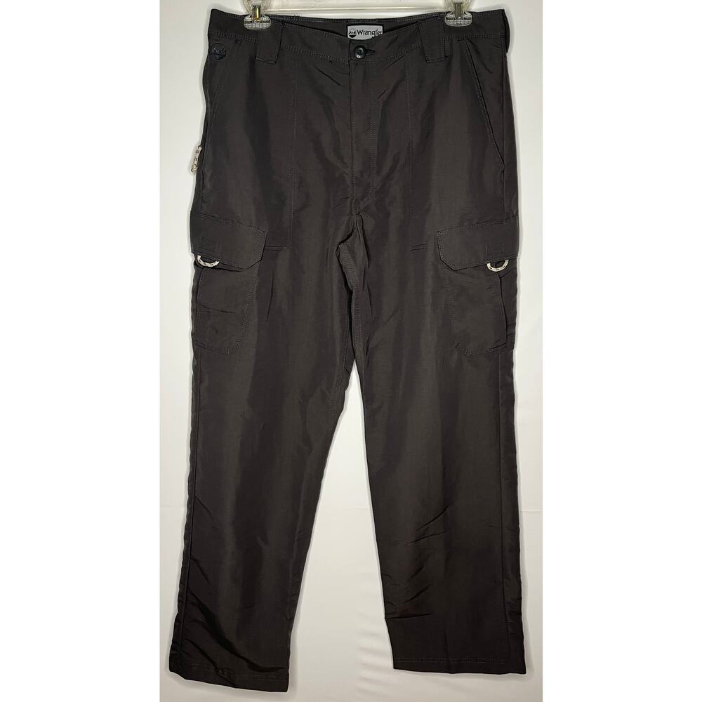 Wrangler men’s cargo pants dark grey elastic waist 7 pockets wide leg 36x32
